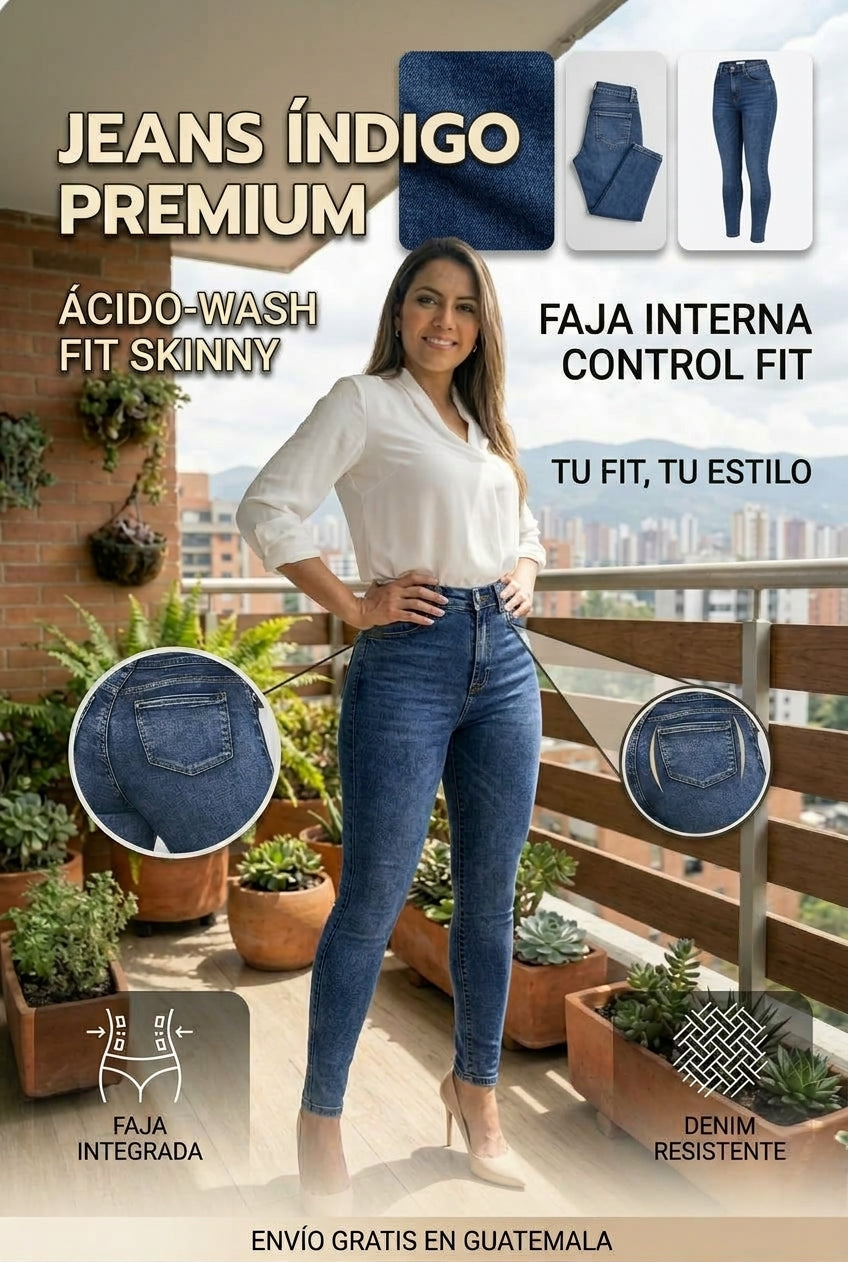 JEANS  AZUL CLARO CON FAJA CONTROL FIT