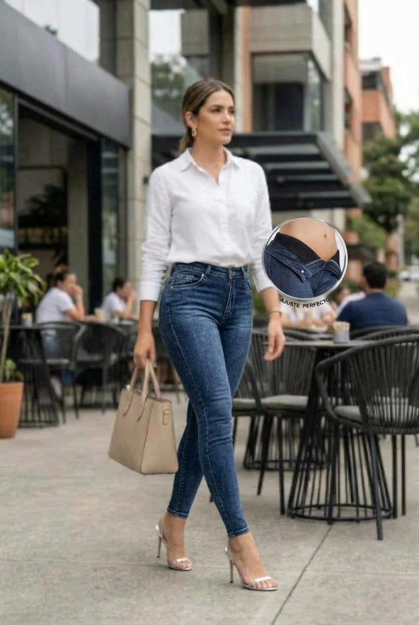 JEANS  AZUL CLARO CON FAJA CONTROL FIT