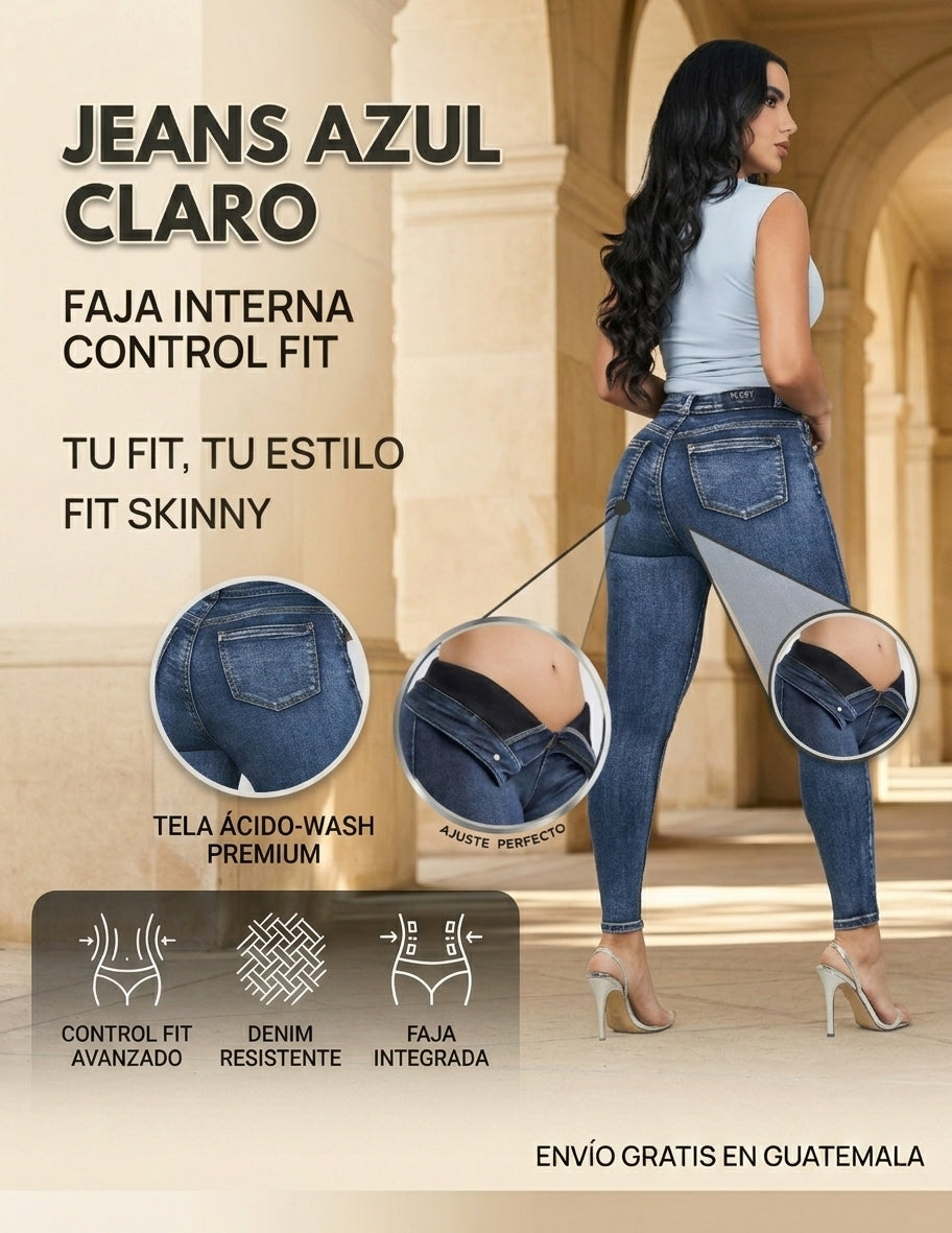 JEANS  AZUL CLARO CON FAJA CONTROL FIT
